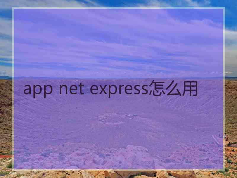 app net express怎么用