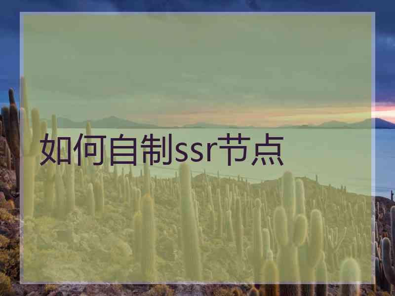 如何自制ssr节点