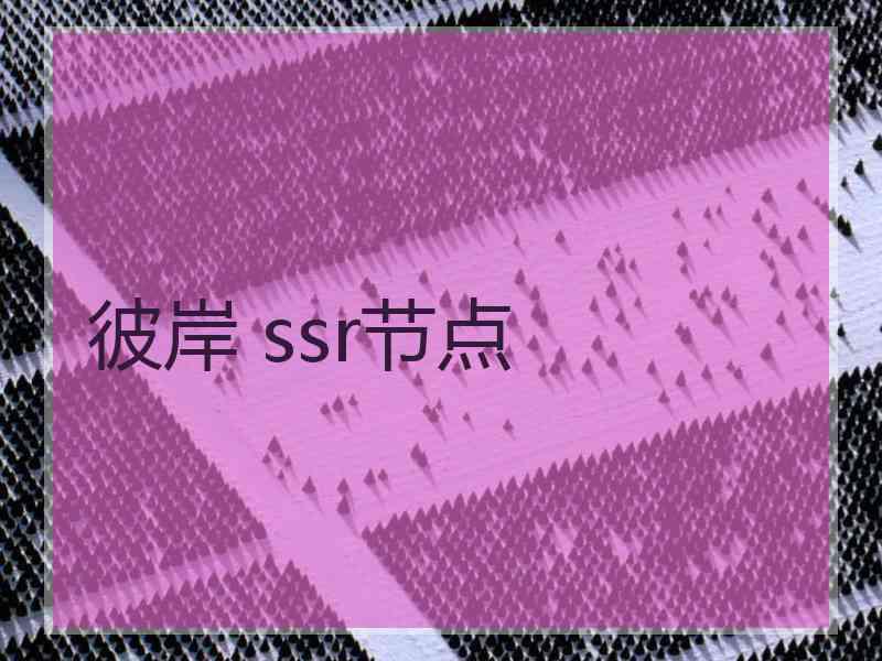 彼岸 ssr节点