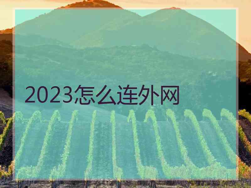 2023怎么连外网
