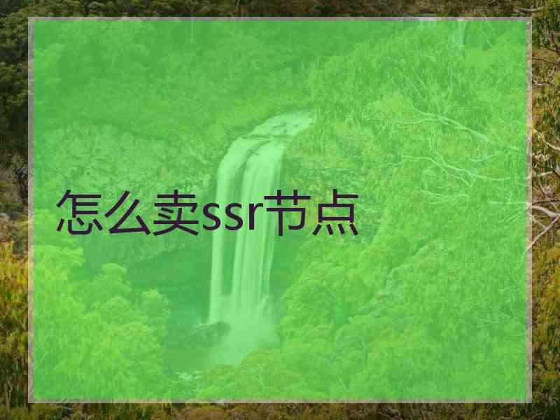 怎么卖ssr节点