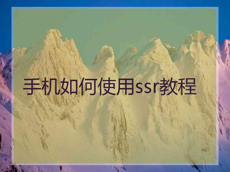手机如何使用ssr教程