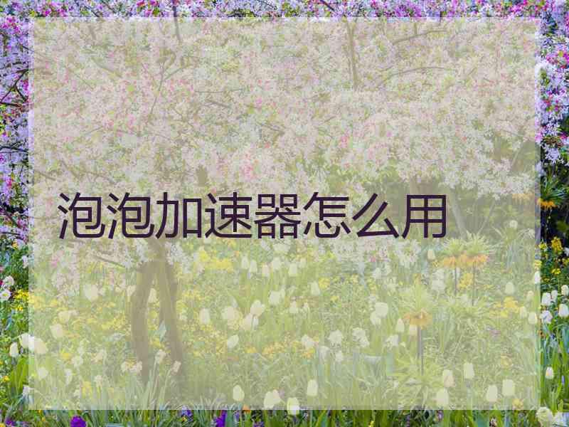 泡泡加速器怎么用