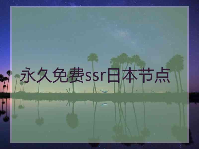 永久免费ssr日本节点