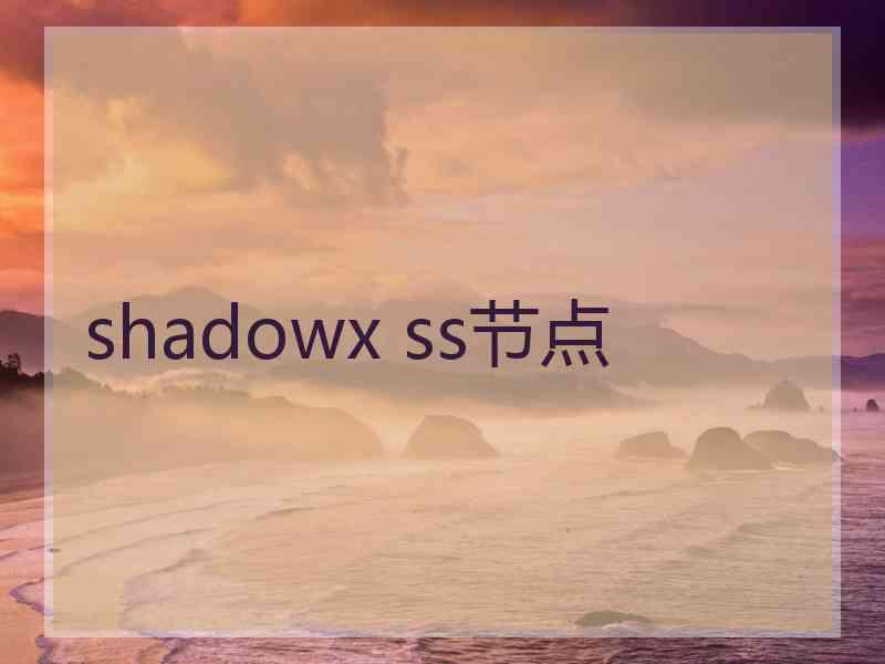 shadowx ss节点