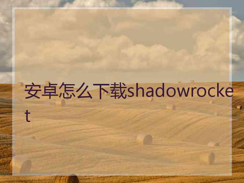 安卓怎么下载shadowrocket