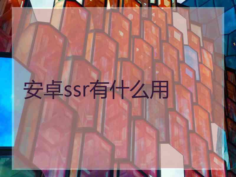 安卓ssr有什么用