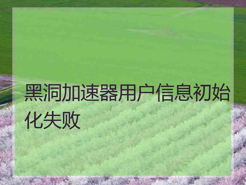 黑洞加速器用户信息初始化失败