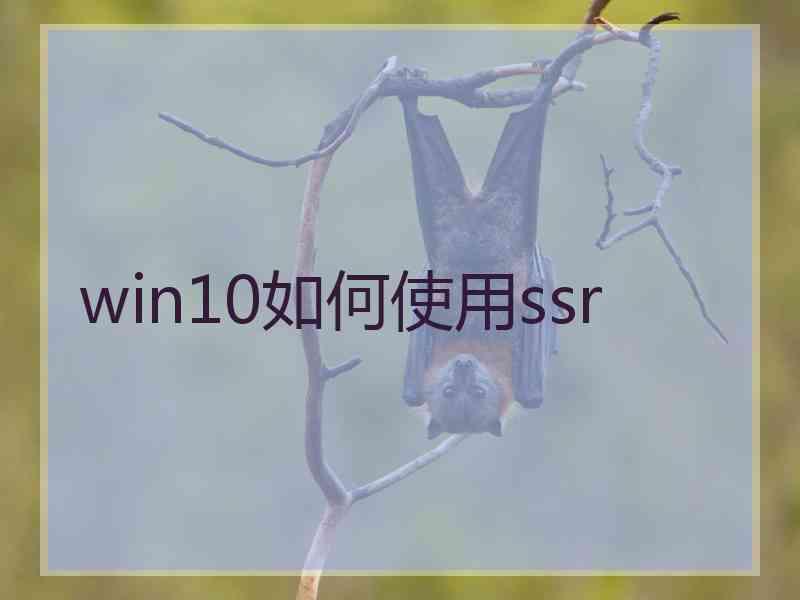 win10如何使用ssr