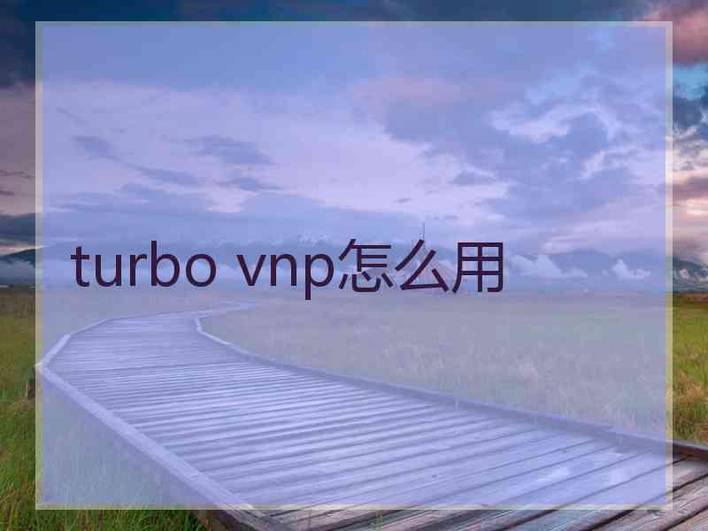 turbo vnp怎么用