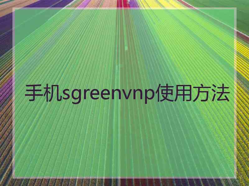 手机sgreenvnp使用方法